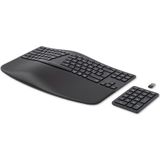 HP 960 Ergonomic Wireless Keyboard toetsenbord Thuis RF-draadloos + Bluetooth AZERTY Belgisch Zwart