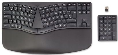 HP 960 Ergonomic Wireless Keyboard toetsenbord Thuis RF-draadloos + Bluetooth AZERTY Belgisch Zwart