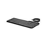 HP 400 Kabelgebundene Tastatur mit Hintergrundbeleuchtung, QWERTY Englisches Layout, 12 programmierbare Tasten, spritzwassergeschützt, USB-C-Kabel mit USB-A-Adapter, schlankes Design, Schwarz