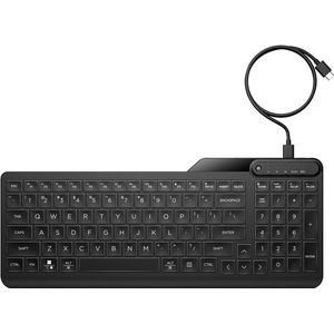 HP 405 Multi-Device Backlit Wired Keyboard toetsenbord Kantoor USB QWERTY Engels Zwart