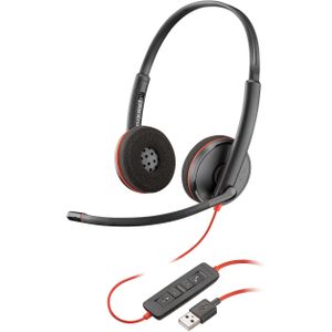 Poly Blackwire C3220 UC (Bedraad, USB-A), Kantoorheadset, Rood, Zwart