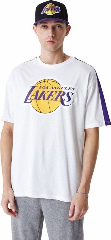 New Era Nba Colour Block Os Los Angeles Lakers T-shirt Met Korte Mouwen Wit L Man