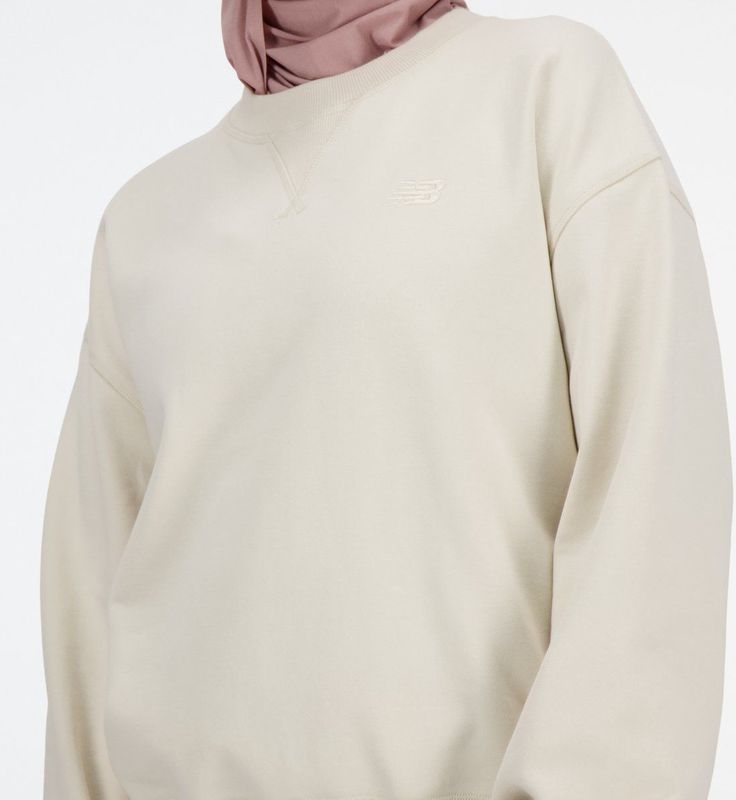 New Balance NB Athletics French Terry Crew Dames Trui - LINEN