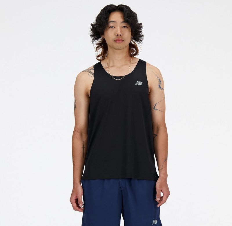 New Balance - Hardloopsinglet - Zwart - Polyester