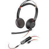 POLY Blackwire 5220 Headset Bedraad Hoofdband Oproepen/muziek USB Type-C Zwart, Rood