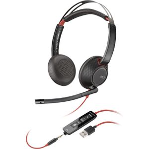 Poly BW 5220 STEREO USB-A HS (Bedraad, USB-A), Kantoorheadset, Zwart