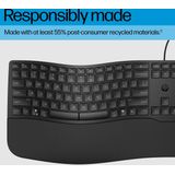 HP 480 Comfort Wired Keyboard toetsenbord Thuis USB AZERTY Belgisch Zwart