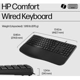HP 480 Comfort Wired Keyboard toetsenbord Thuis USB AZERTY Belgisch Zwart