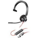 HP Poly Blackwire C3310-M On Ear headset Computer Kabel Mono Zwart Ruisonderdrukking (microfoon), Noise Cancelling Head
