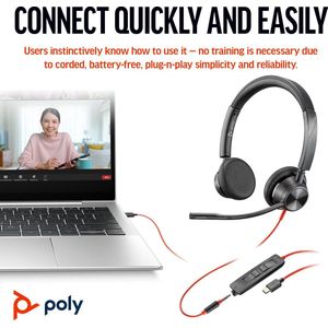 Poly - Blackwire 3325 - Headset - Zwart - Kunststof
