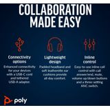 Poly Blackwire 8225 Stereo USB-C Headset +USB-C/A Adapter Bedraad Hoofdband Kantoor/callcenter USB Type-C Zwart