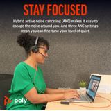Poly Blackwire 8225 Stereo USB-C Headset +USB-C/A Adapter Bedraad Hoofdband Kantoor/callcenter USB Type-C Zwart