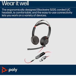 HP - Poly 5220 - USB-C Koptelefoon - Zwart - Kunstleer