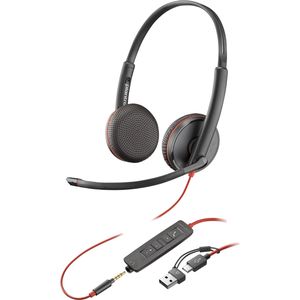 Poly Blackwire 3225 stereo USB-C-headset + 3,5 mm stekker + USB-C/A-adapter (bulk)