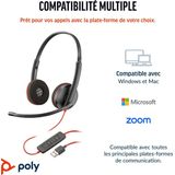 Poly Blackwire 3220 Stereo USB-C Headset +USB-C/A Adapter Bedraad Hoofdband Kantoor/callcenter USB Type-A Zwart