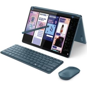 Lenovo Yoga Book 9 13IMU9 Intel Core Ultra 7 155U Hybride (2-in-1) 5,08 cm (2") Touchscreen 2.8K 32 GB LPDDR5x-SDRAM 1 TB SSD Wi-Fi 6E (802.11ax) Windows 11 Home Blauwgroen