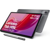 Lenovo Tab M11, display 10,95 inch FullHD - (MediaTek Helio G88 processor, 4 GB RAM, 128 GB geheugen, WiFi 5, 4G LTE, Android 13 tablet) - maangrijs, exclusief van Amazon met voeding