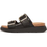 FitFlop Women Gen-FF Buckle Two-Bar Leather Slides Black-Schoenmaat 42