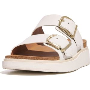 FitFlop Gen-FF Buckle Two-Bar Leather Slides WIT