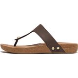 iQushion - T-Bar Teenslippers - Zwart - Leer/Kurk
