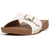 FITFLOP Iqushion Slippers - Zwart - Leer - Verstelbare Gespenband - Ultralichte Schuimvulling
