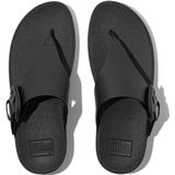 Fitflop Dames LULU Covered-Buckle RAW-Edge lederen teenslippers sandaal, zwart, 8 UK, Zwart, 42 EU