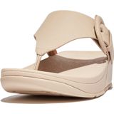 FitFlop Lulu Covered-Buckle Raw-Edge Leather Toe-Thongs BEIGE