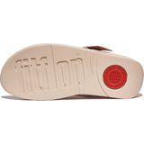 FitFlop Lulu Covered-Buckle Raw-Edge Leather Toe-Thongs BEIGE