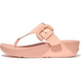 FitFlop Lulu Covered-Buckle Raw-Edge Leather Toe-Thongs ROZE