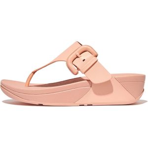 FitFlop Lulu Covered-Buckle Raw-Edge Leather Toe-Thongs ROZE