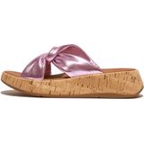 FitFlop F-mode leather-twist flatform slides (cork wrap)