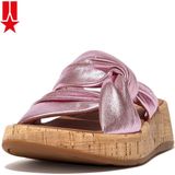 FitFlop F-Mode Leather-Twist Flatform Slides (Cork Wrap) PAARS