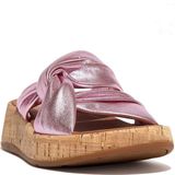 FitFlop F-Mode Leather-Twist Flatform Slides (Cork Wrap) PAARS