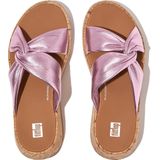 FitFlop F-Mode Leather-Twist Flatform Slides (Cork Wrap) PAARS