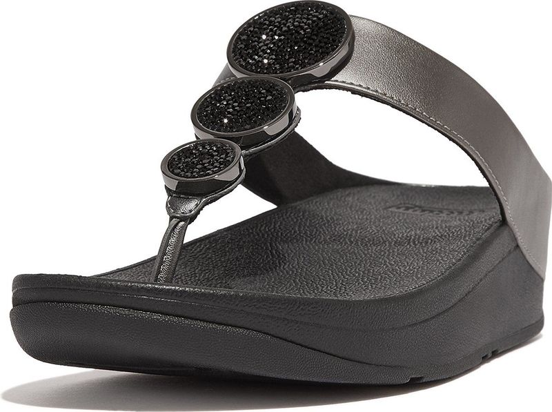 FitFlop Halo Bead-Circle Metallic Toe-Post Sandals ZWART