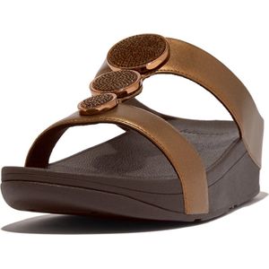 FitFlop Halo Bead-Circle Metallic H-Bar Slides BRUIN