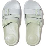 FitFlop Iqushion Iridescent Two-Bar Buckle Slides GROEN