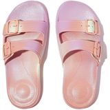 Fitflop Iqushion Iridescent Two-bar Buckle Slides gladde sandalen voor dames, Urban White iriserend