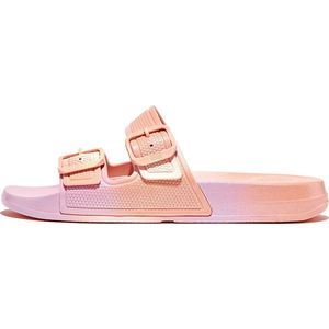 FitFlop - iQushion Iridescent Two-Bar Buckle Slides - Badslippers - Urban White - Rubber