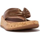 FitFlop F-Mode Leather-Twist Flatform Toe-Thongs (Cork) BRUIN