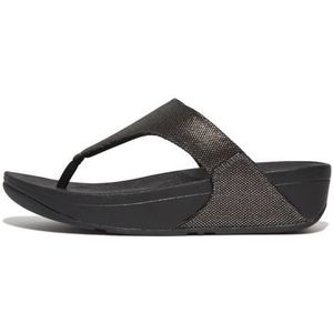 Fitflop Dames LULU Glitz-Canvas teenpost sandalen, tin zwart, 8 UK, Tinnen Zwart, 42 EU