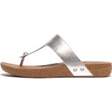 FitFlop iQushion Metallic-Leather Toe-Post Slippers - Zilver