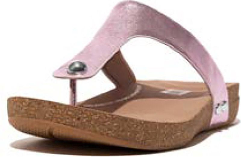 FitFlop Iqushion Metallic-Leather Toe-Post Sandals PAARS