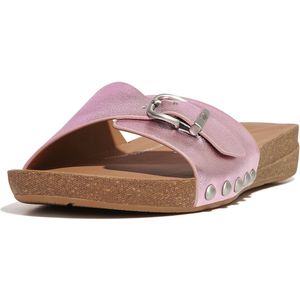 FitFlop - Iqushion Adjustable Buckle Slides - Paars - Metallic Leer