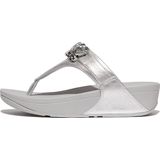 FitFlop Lulu Jewel-Deluxe Metallic-Leather Toe-Thongs ZILVER