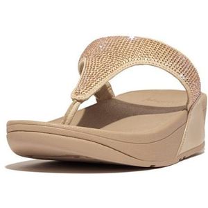 Fitflop Dames Lulu Crystal verfraaid teenpost sandalen, Latte Beige, 37 EU