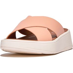FitFlop F-Mode Leather Flatform Cross Slides ROZE