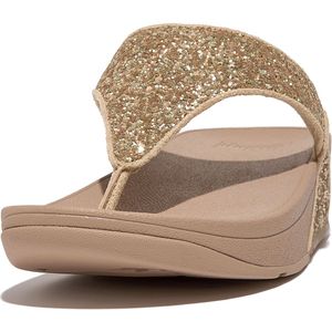 Fitflop Lulu Glitter Toe Post teenslippers voor dames, Beige Koffie