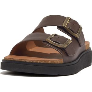 FitFlop Gen-FF Buckle Two-Bar Leather Slides BRUIN