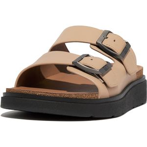 FitFlop Gen-FF Buckle Two-Bar Leather Slides BEIGE - Maat 41